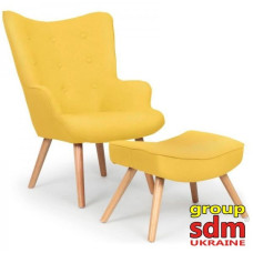 Крісло SDM Флорине з табуреткою жовтий
